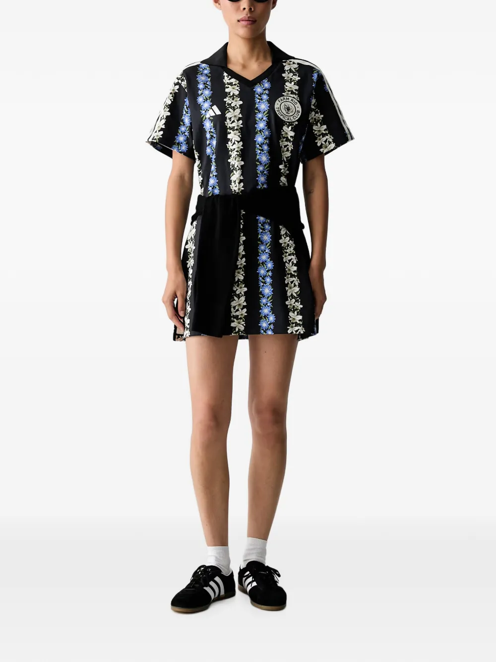 adidas MINI floral-print 3-Stripes dress - Nero