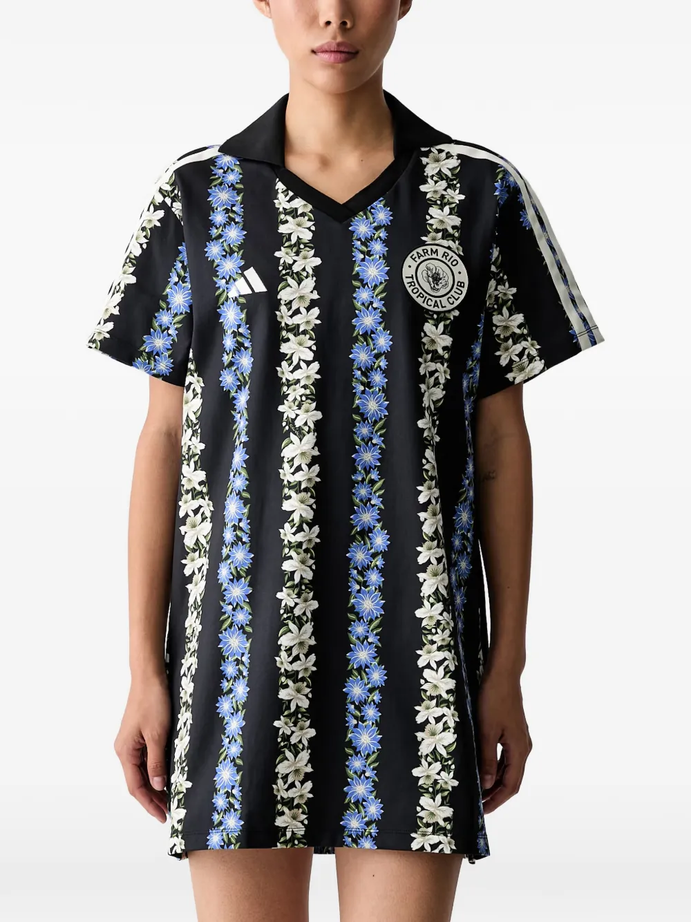 adidas MINI floral-print 3-Stripes dress Zwart