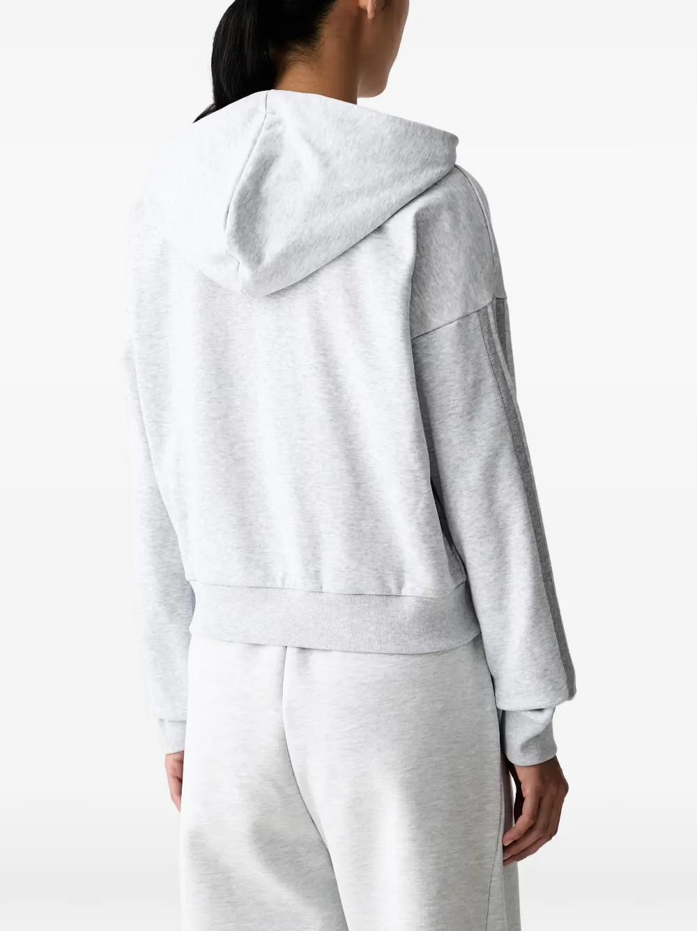 adidas logo-embroidered zip-up hoodie Grijs