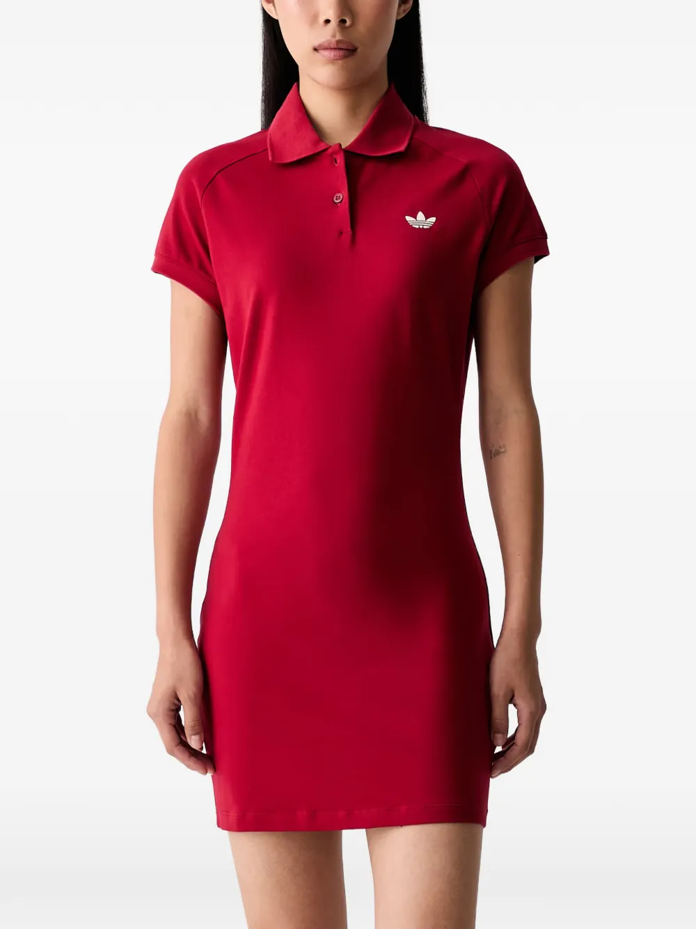 adidas mini logo-embroidered polo dress Rood