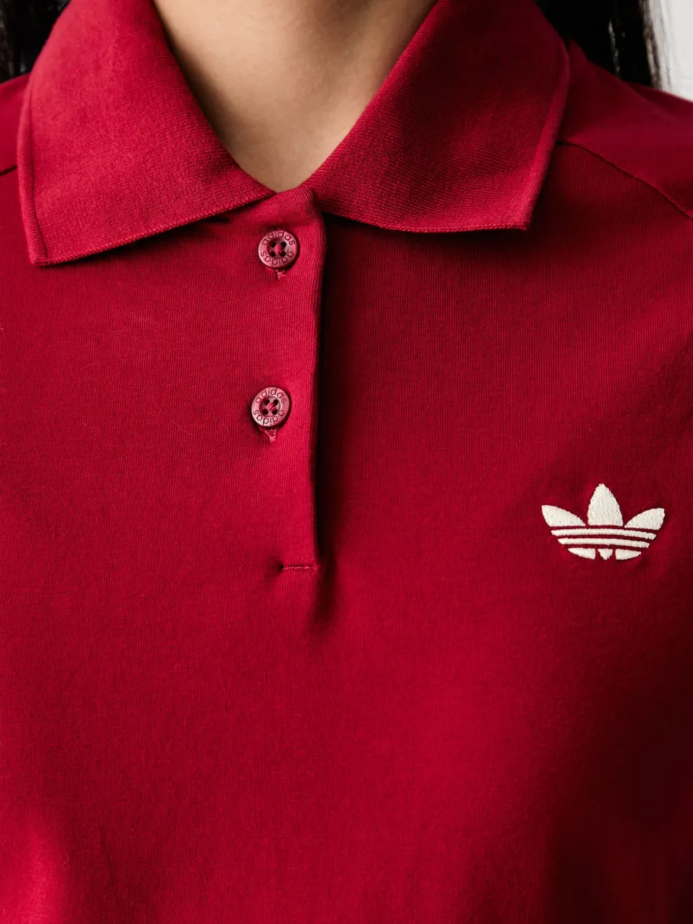adidas mini logo-embroidered polo dress Rood