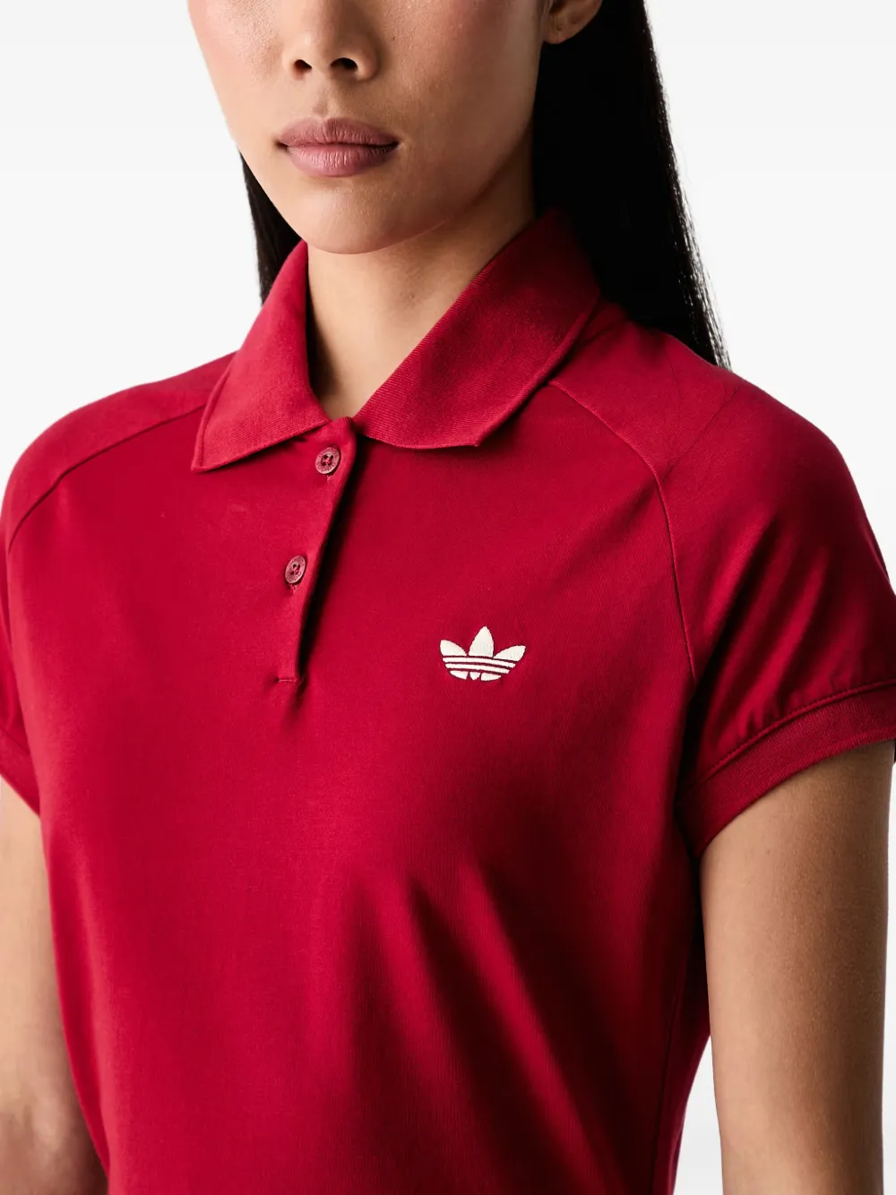 adidas mini logo-embroidered polo dress Rood