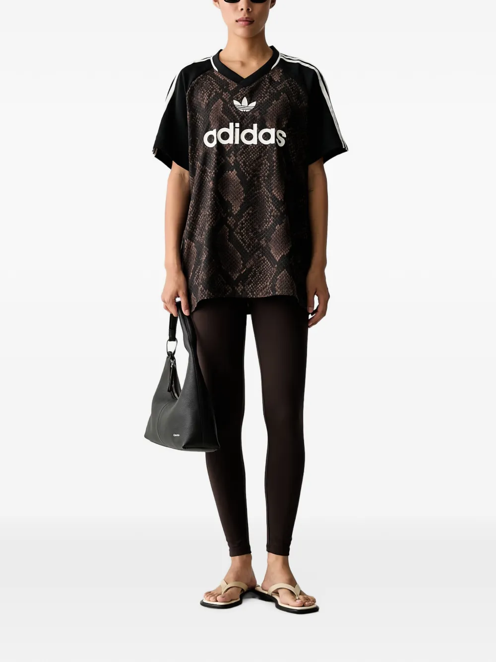 adidas snake-print logo-print T-shirt Bruin