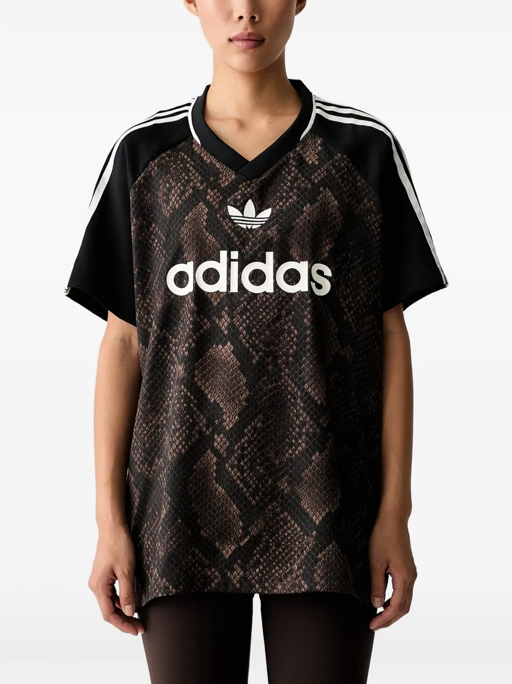 adidas snake-print logo-print T-shirt Bruin
