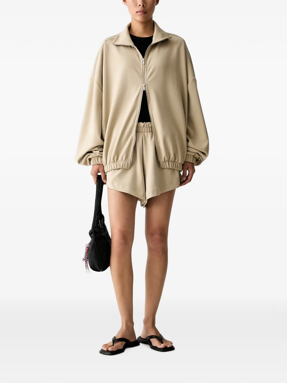 adidas 3-Stripes Trefoil zip-up top Beige