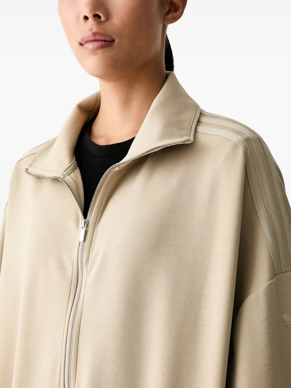 adidas 3-Stripes Trefoil zip-up top Beige