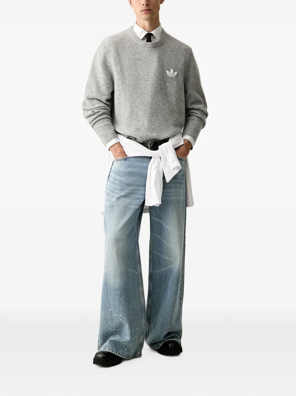 adidas Trefoil Essentials fully knit sweater Grijs