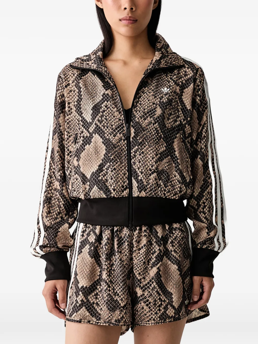 adidas satin snake-print Firebird track jacket - Toni neutri