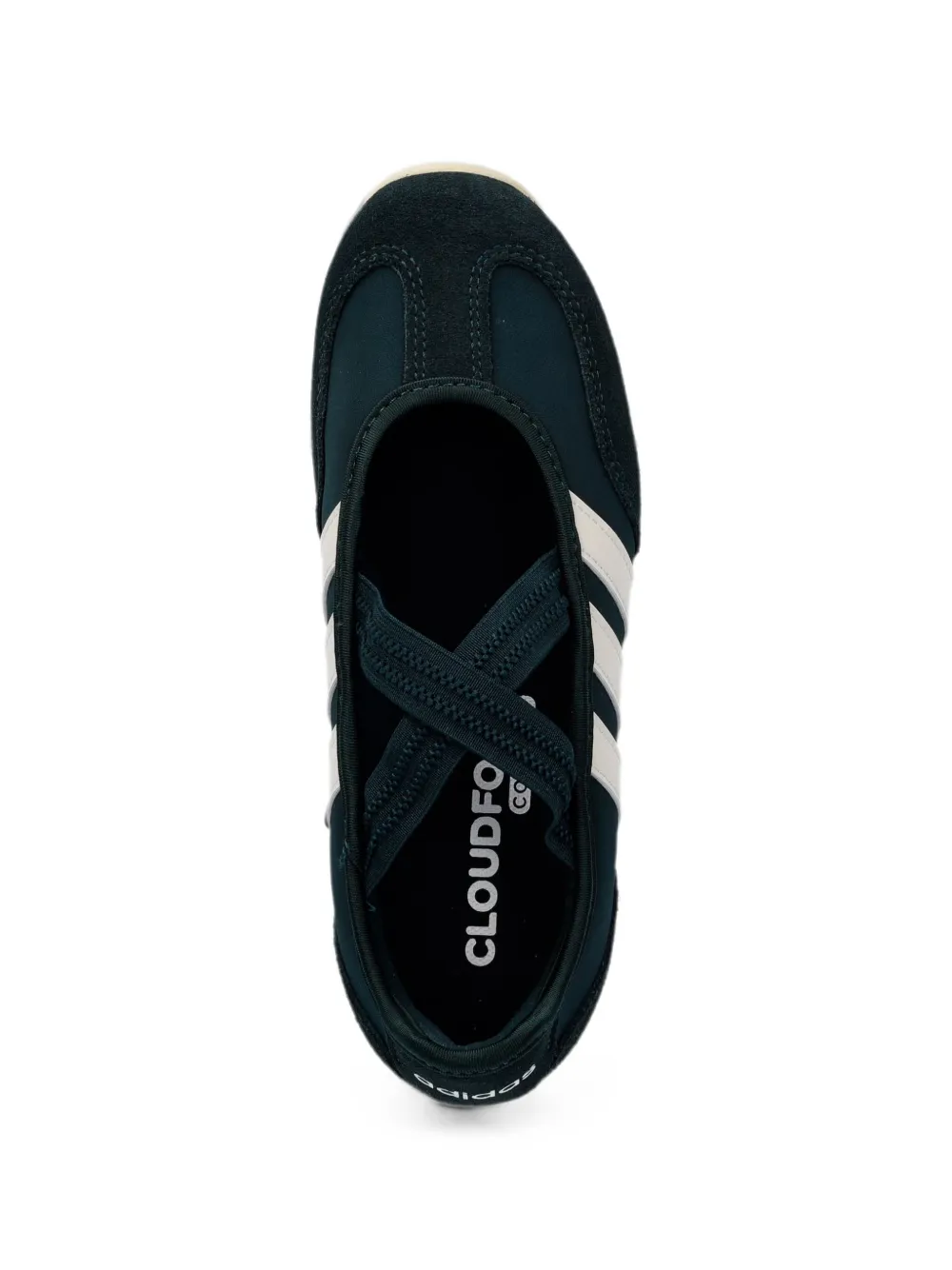 adidas suede-panelled 3-stripe ballet flats Groen