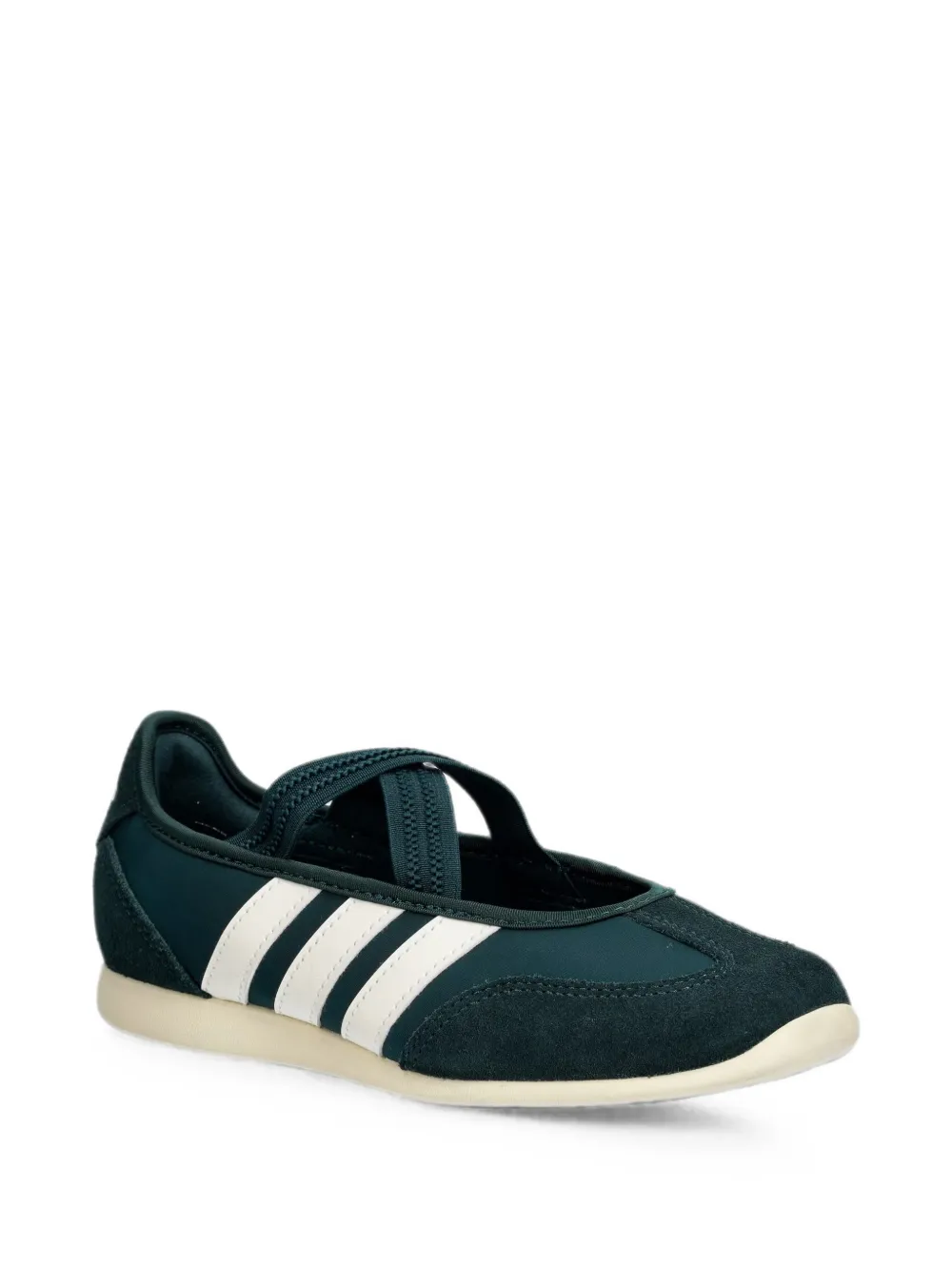 adidas suede-panelled 3-stripe ballet flats Groen