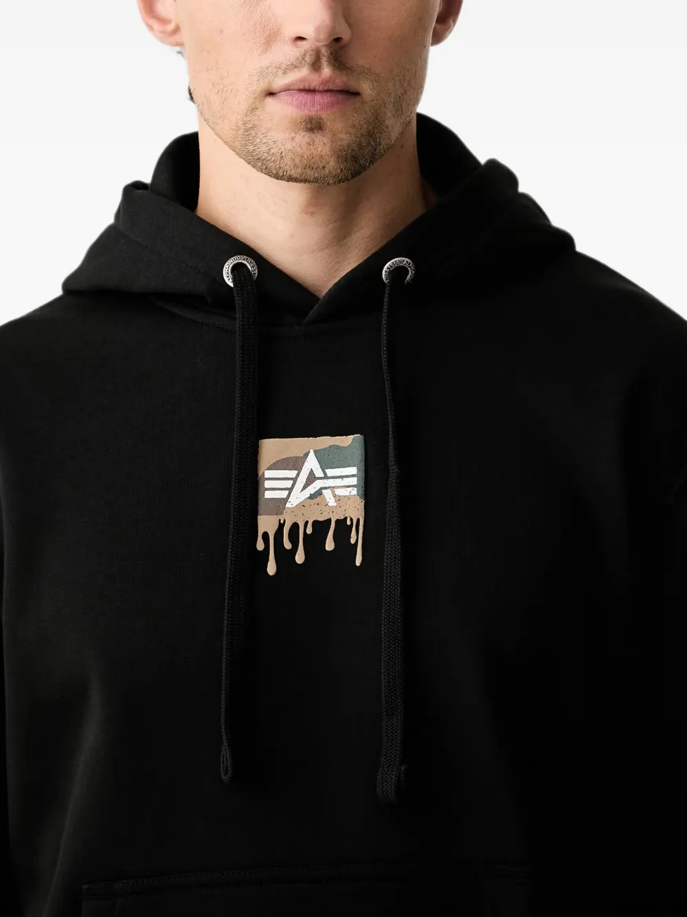 Alpha Industries Hoodie met logoprint en trekkoord Zwart
