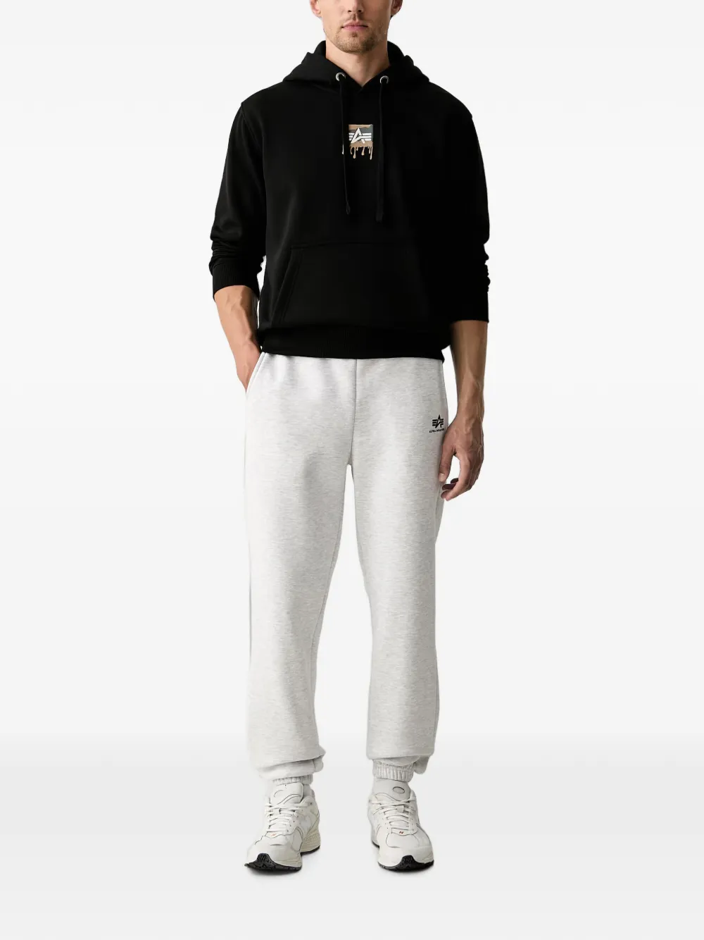 Alpha Industries Hoodie met logoprint en trekkoord Zwart