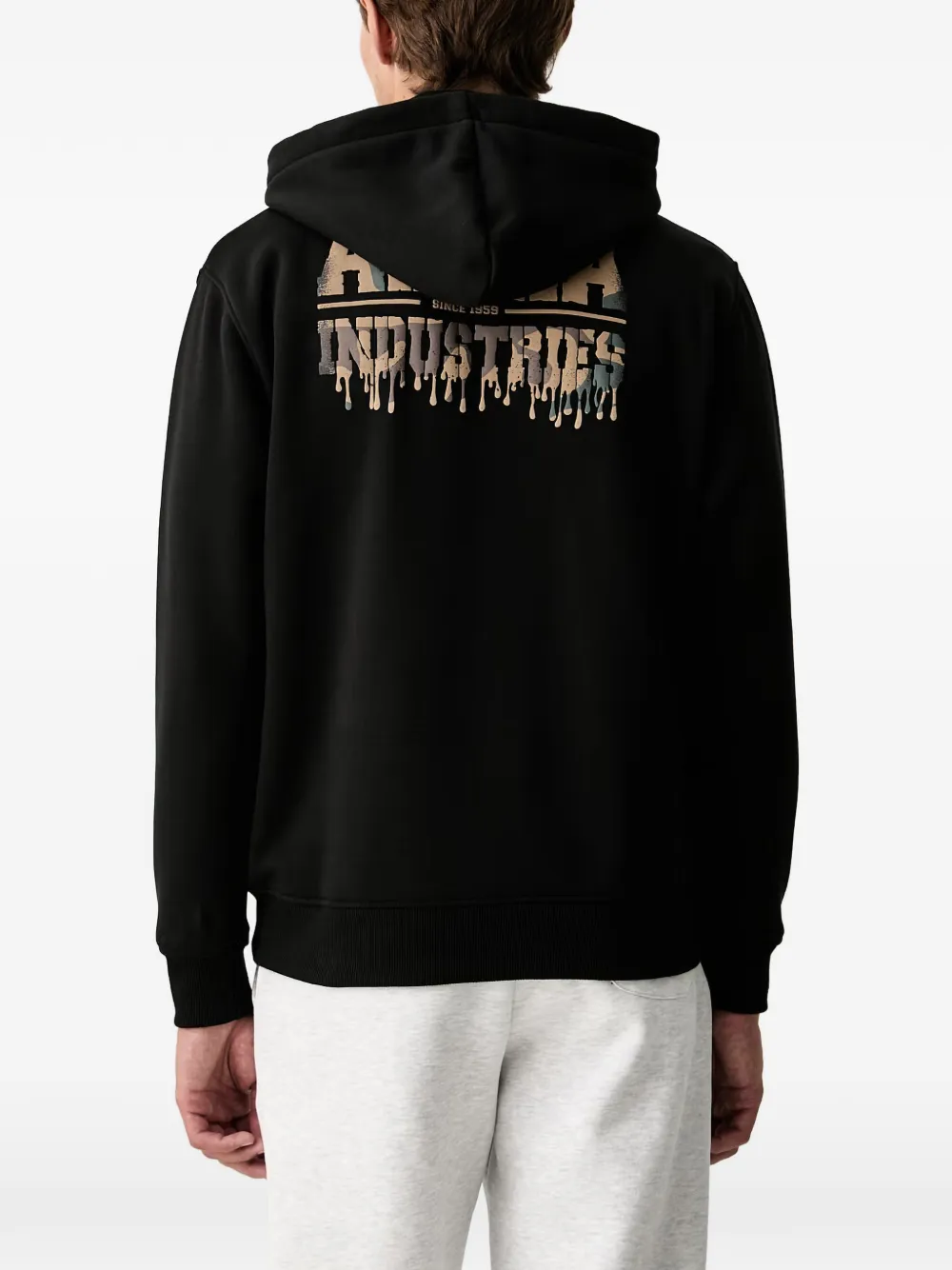 Alpha Industries Hoodie met logoprint en trekkoord Zwart