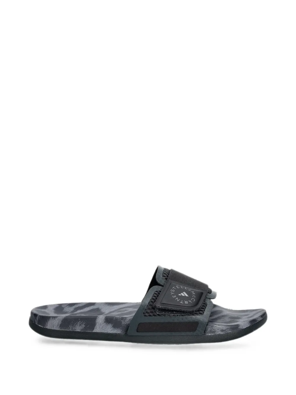 Adidas by Stella McCartney leopard-print touch-strap slides Zwart