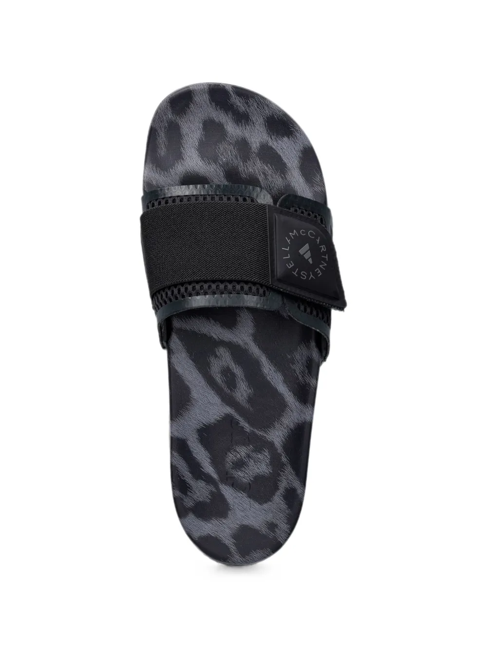 adidas by Stella McCartney leopard-print touch-strap slides Zwart