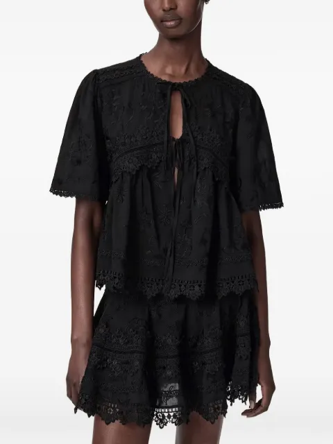 AllSaints Lillith embroidered short-sleeve blouse