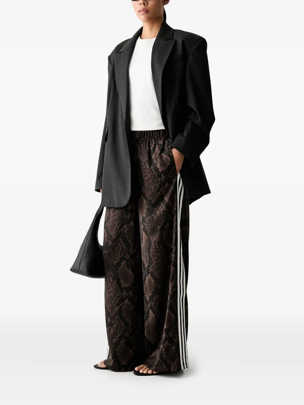 adidas satin snake-print wide-leg track pants Bruin