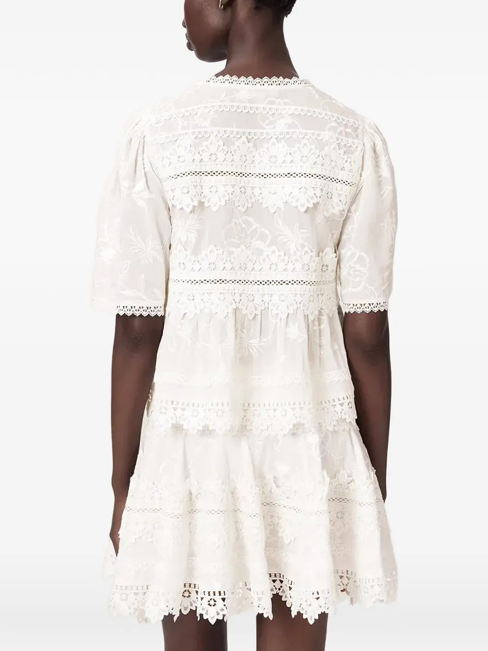 AllSaints Lillith top met borduurwerk en korte mouwen Wit