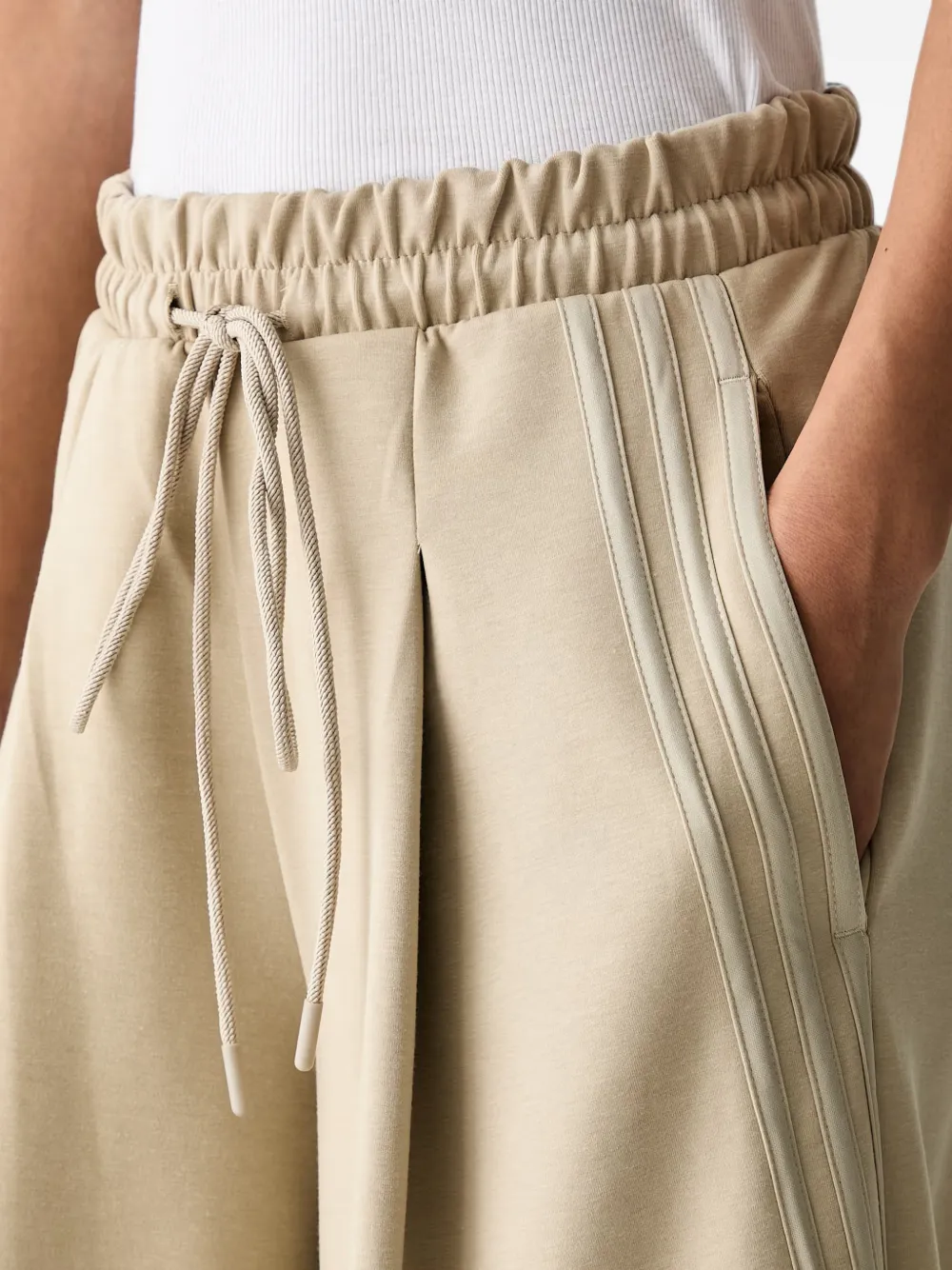 adidas drawstring wide-leg track pants Beige