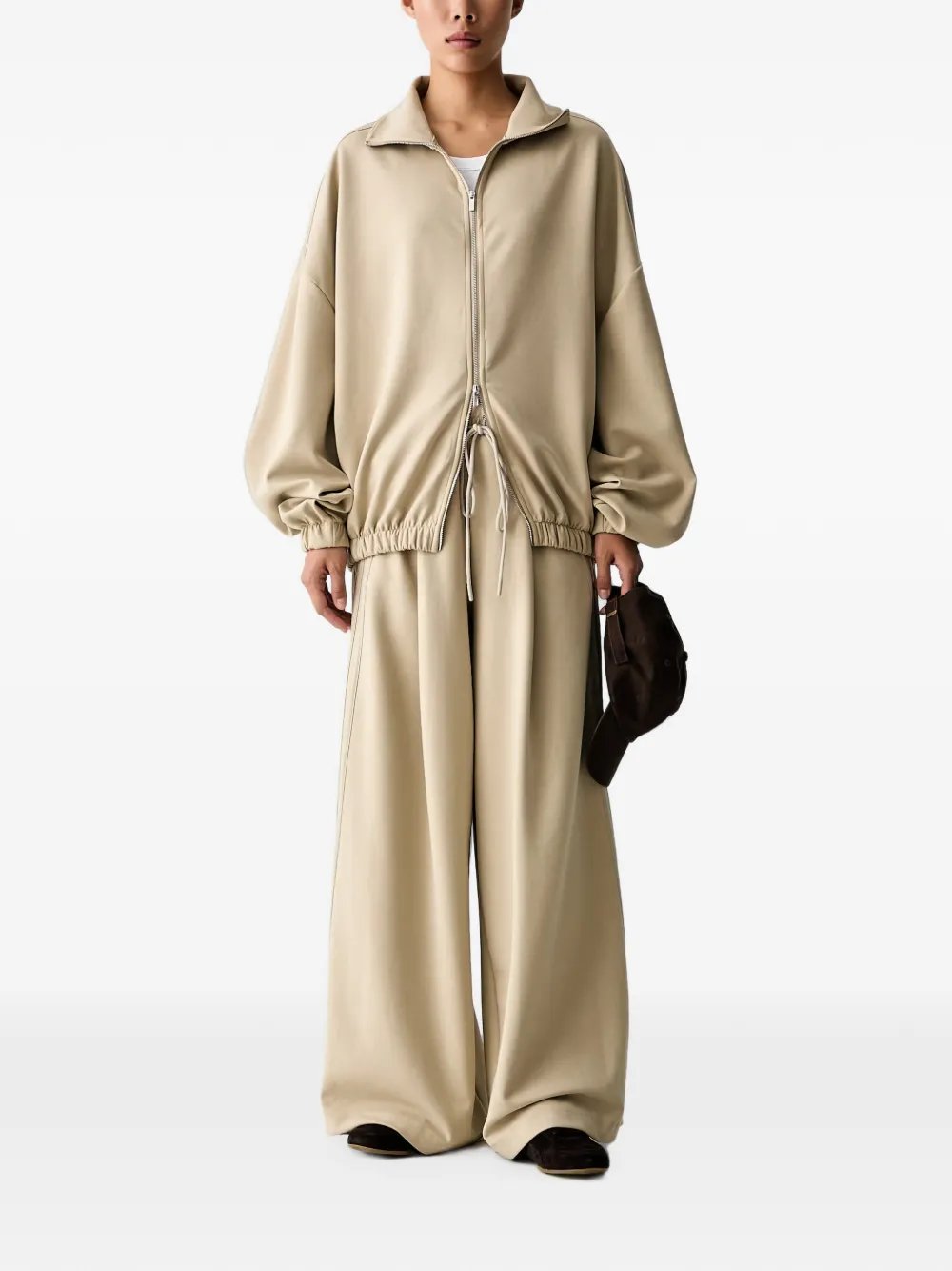 adidas drawstring wide-leg track pants Beige