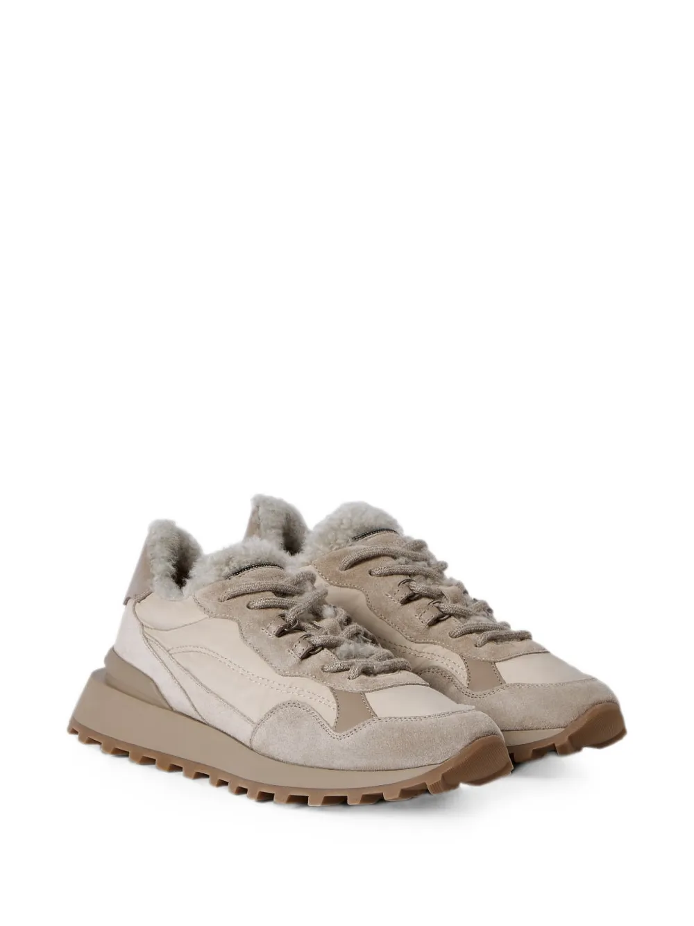 Brunello Cucinelli shearling-lined monili sneakers Beige