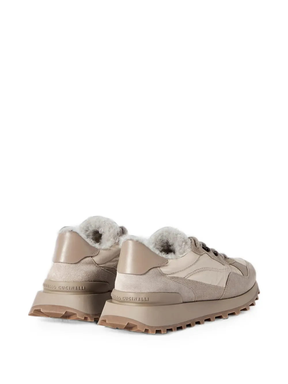 Brunello Cucinelli shearling-lined monili sneakers Beige