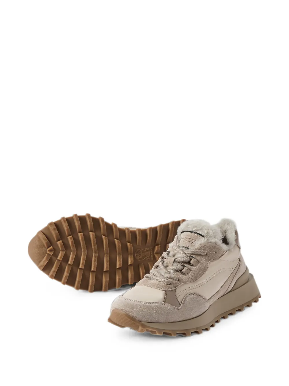 Brunello Cucinelli shearling-lined monili sneakers Beige