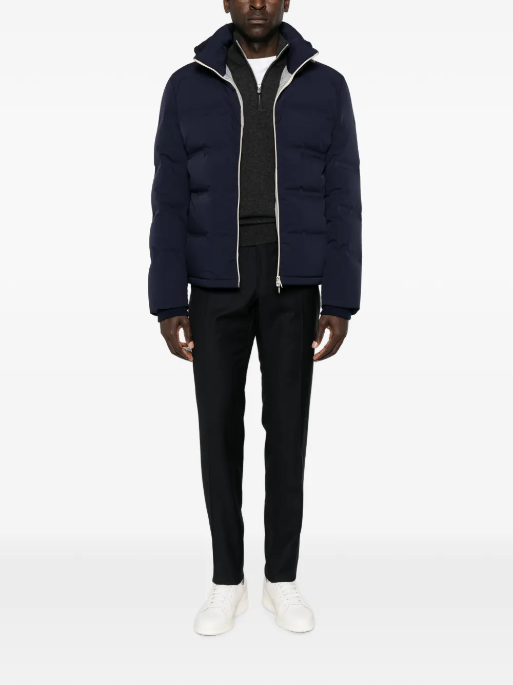 Brunello Cucinelli Donsjack met capuchon Blauw