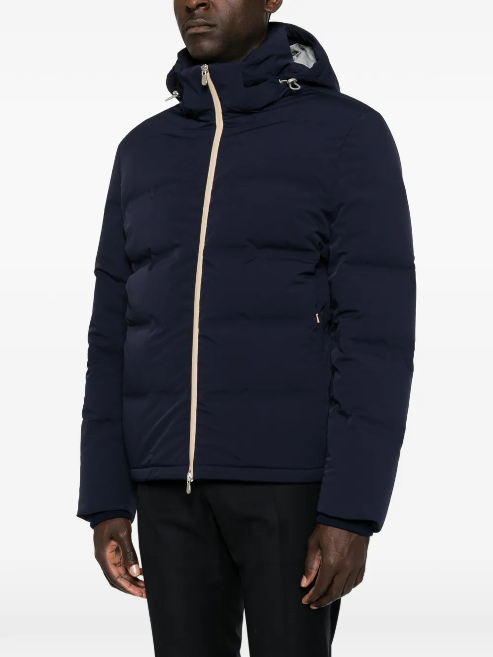 Brunello Cucinelli Donsjack met capuchon Blauw