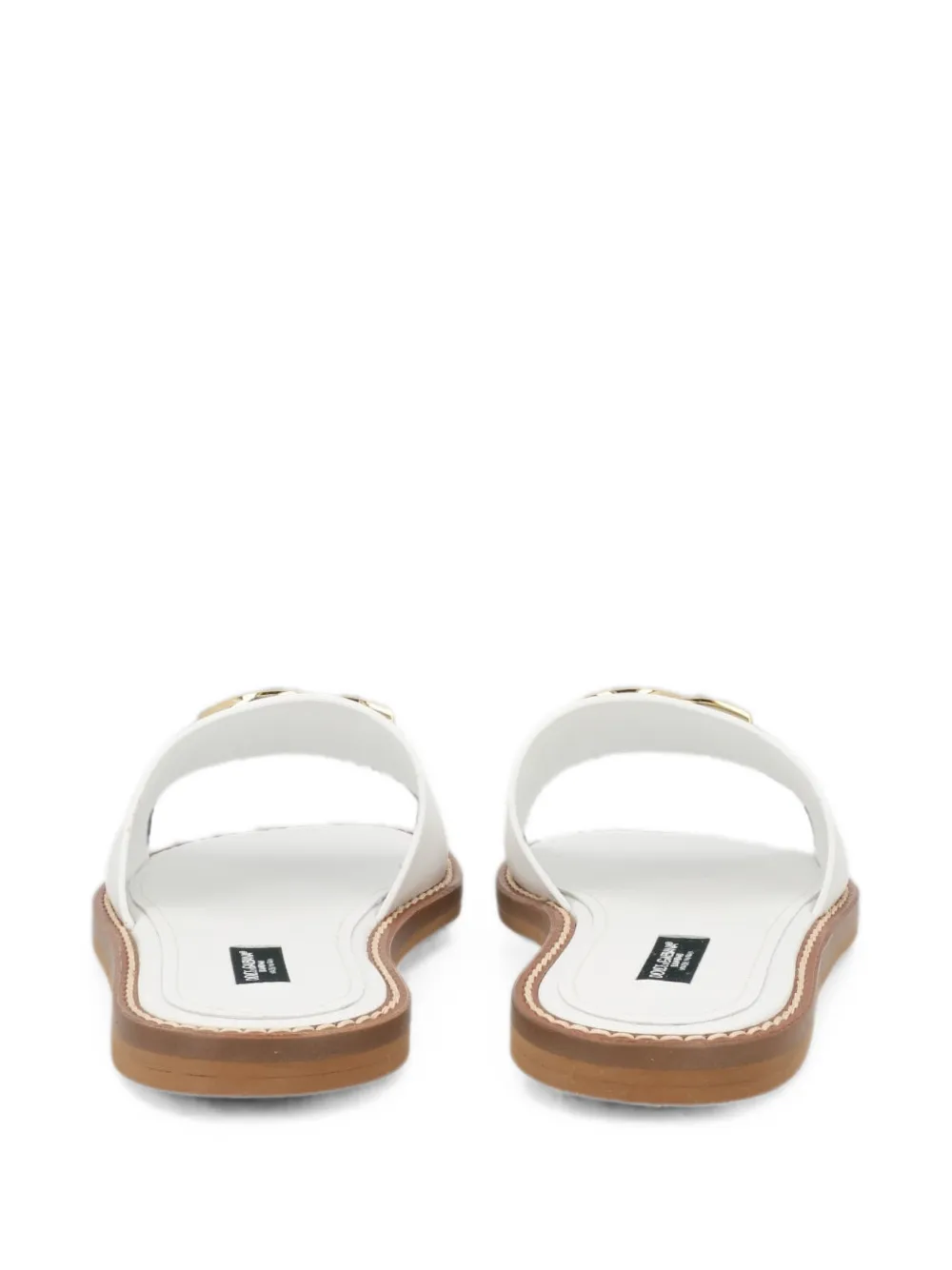 Dolce & Gabbana Kids flat calfskin slippers Wit