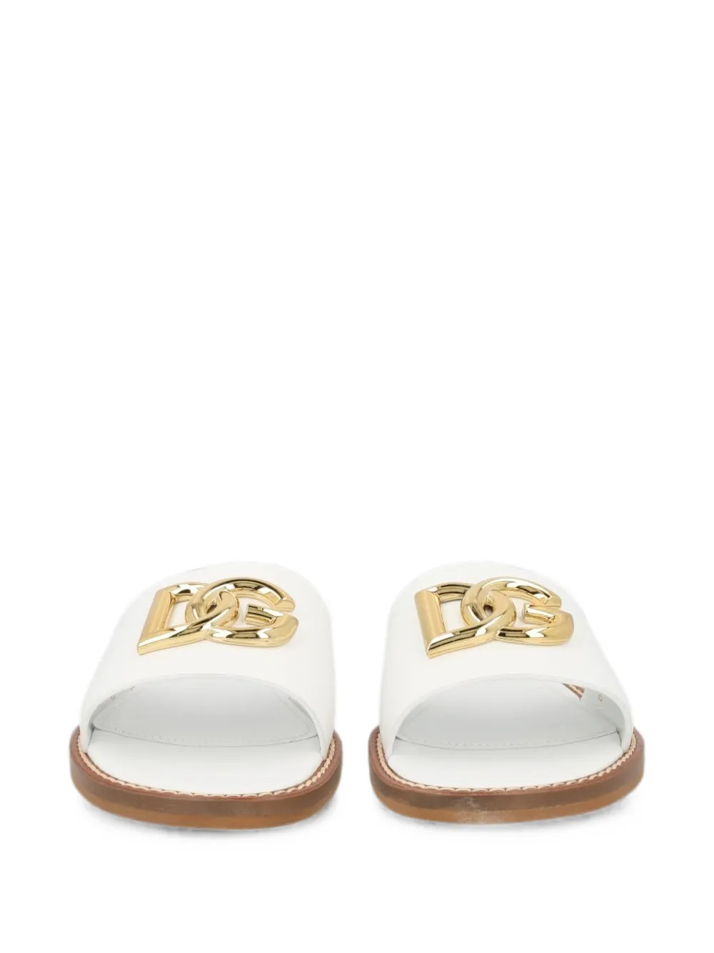 Dolce & Gabbana Kids flat calfskin slippers Wit