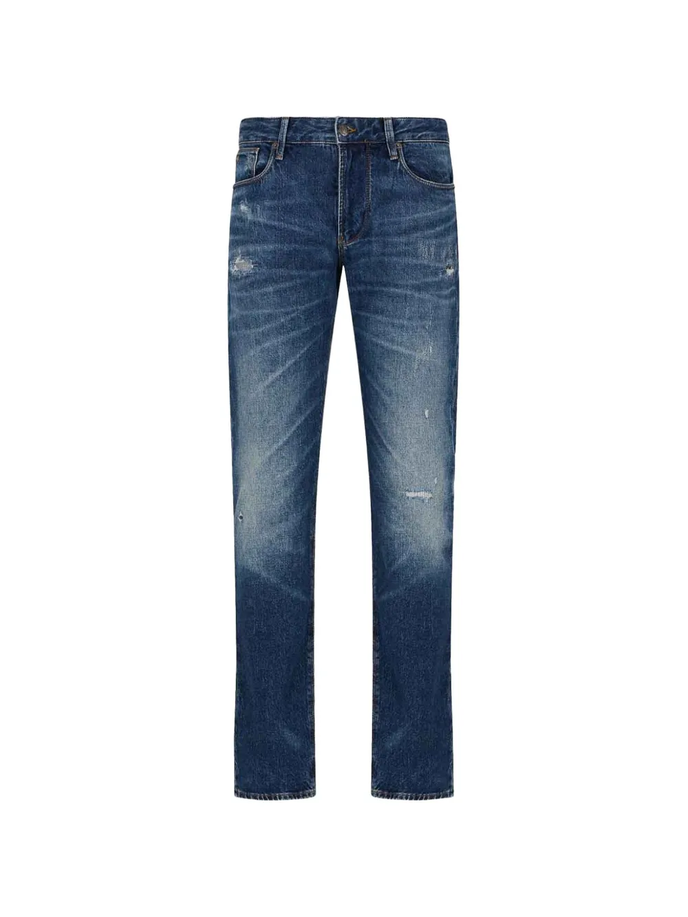 Emporio Armani distressed whiskered jeans - Blau