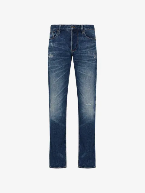 Emporio Armani distressed whiskered jeans