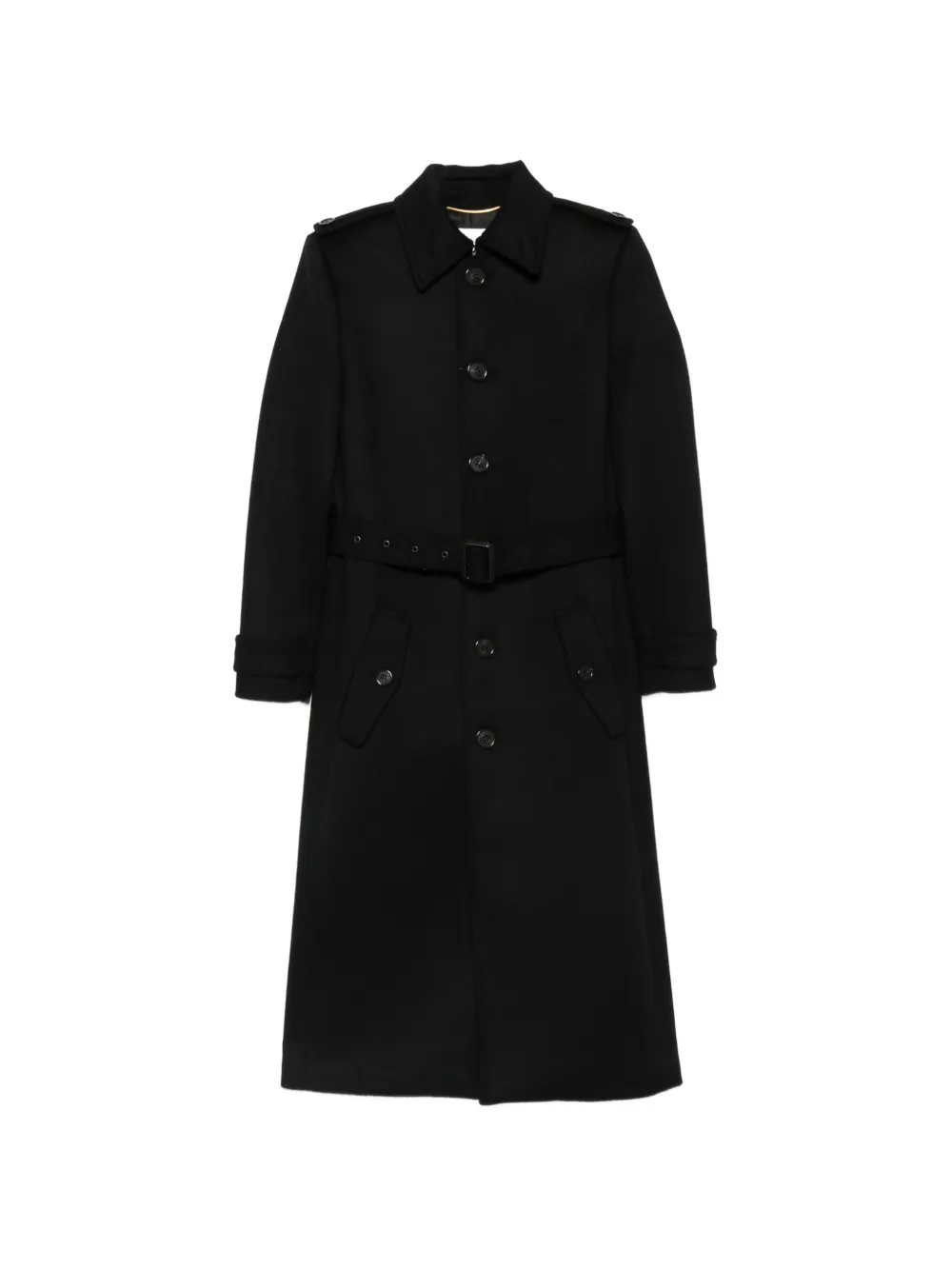 Saint Laurent belted single-breasted coat - Nero