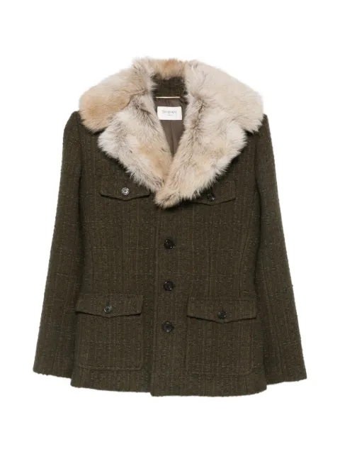 Saint Laurent chamarra con cuello de pelo artificial