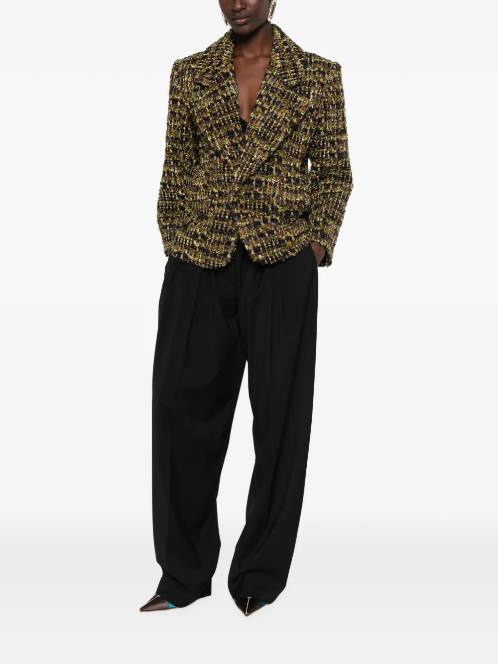 Saint Laurent single-breasted jacket in tweed Groen