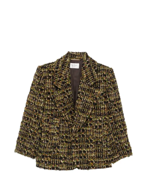 Saint Laurent Single-breasted Jacket in Tweed in Green