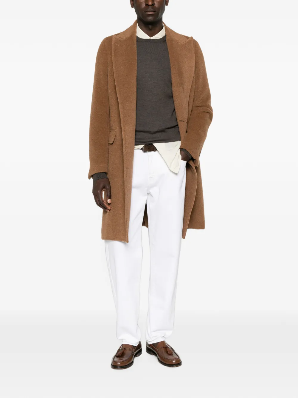 Canali Mantel met dubbele rij knopen Bruin