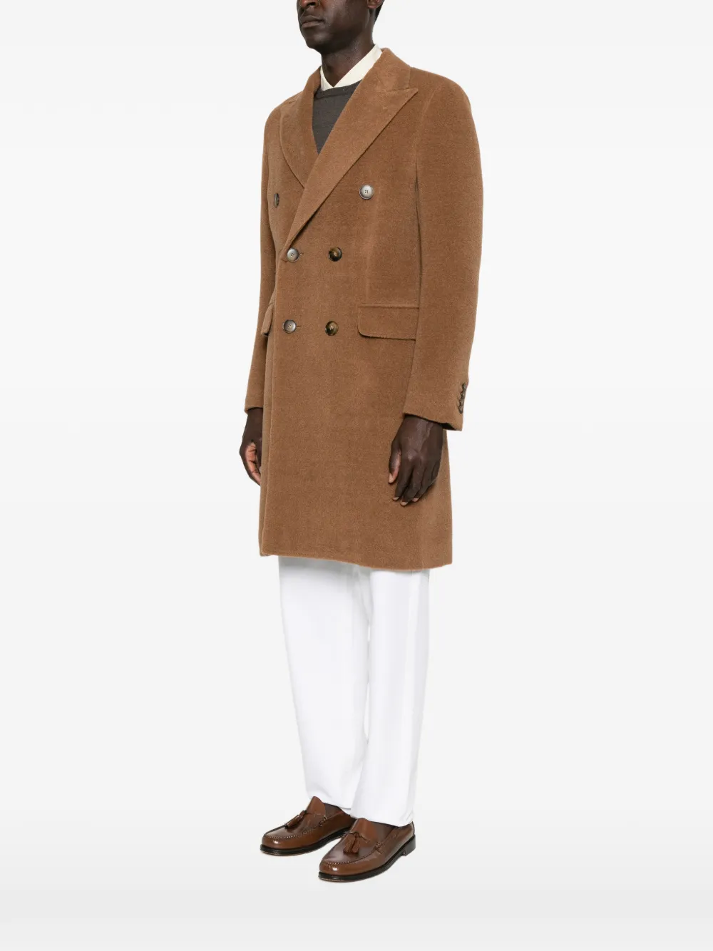Canali Mantel met dubbele rij knopen Bruin
