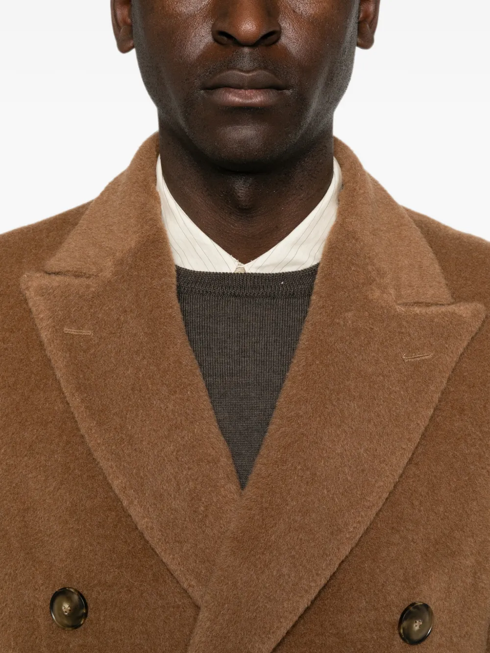 Canali Mantel met dubbele rij knopen Bruin
