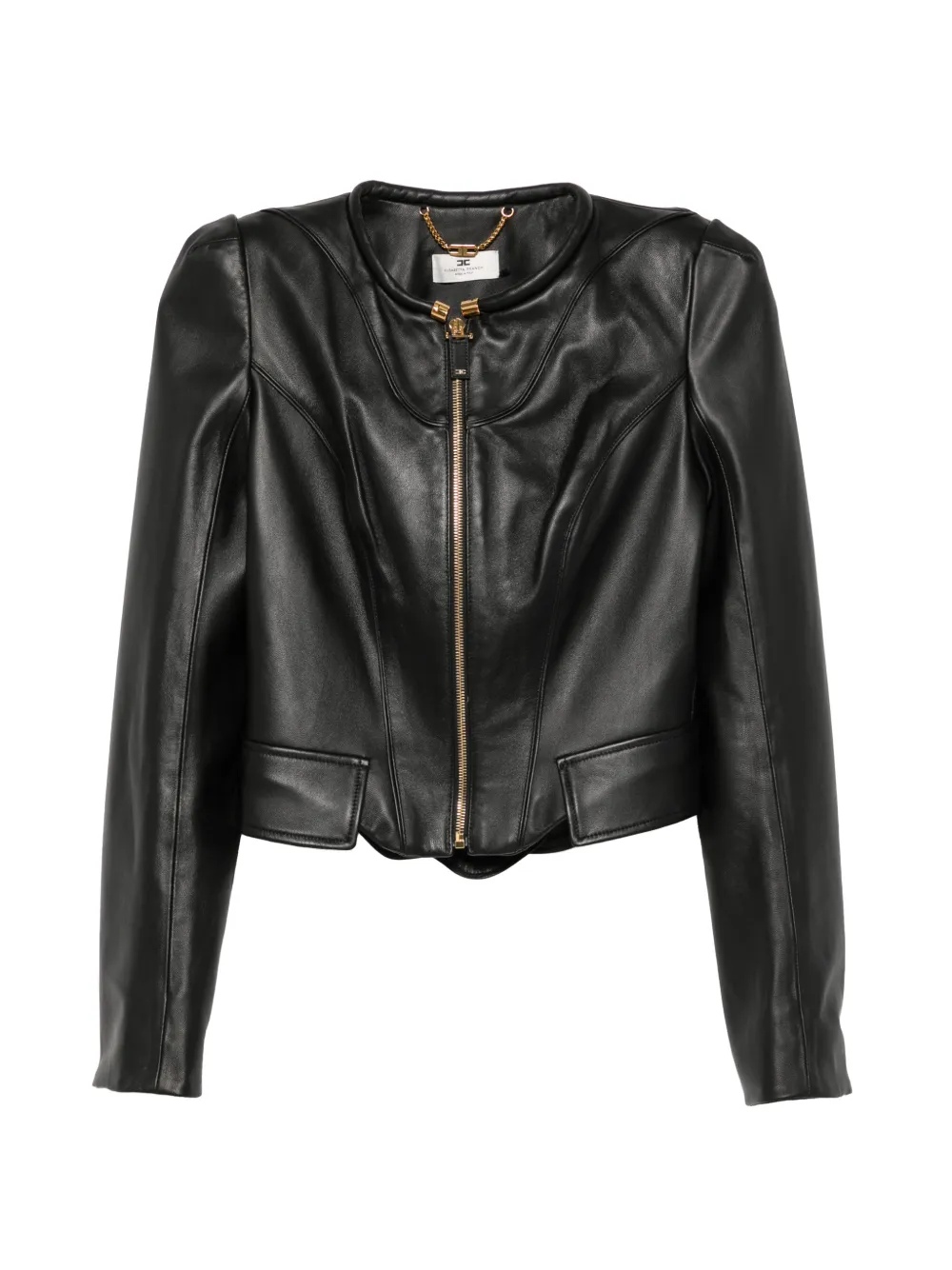 Elisabetta Franchi peplum-hem leather jacket - Nero