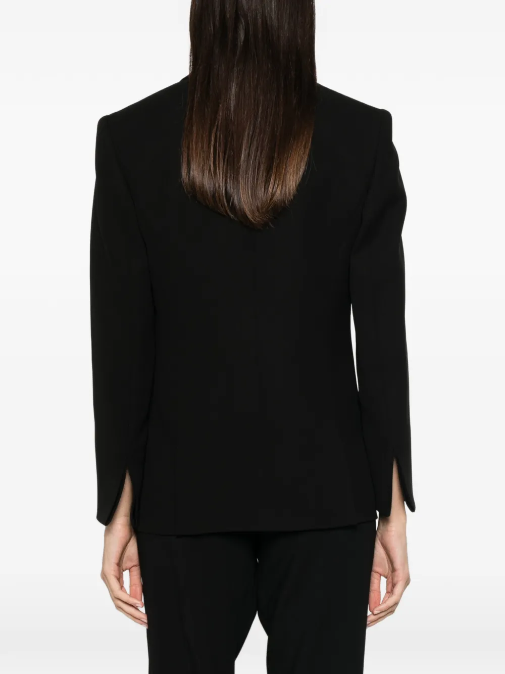 Giorgio Armani Jack met satijnen revers en enkele rij knopen Zwart