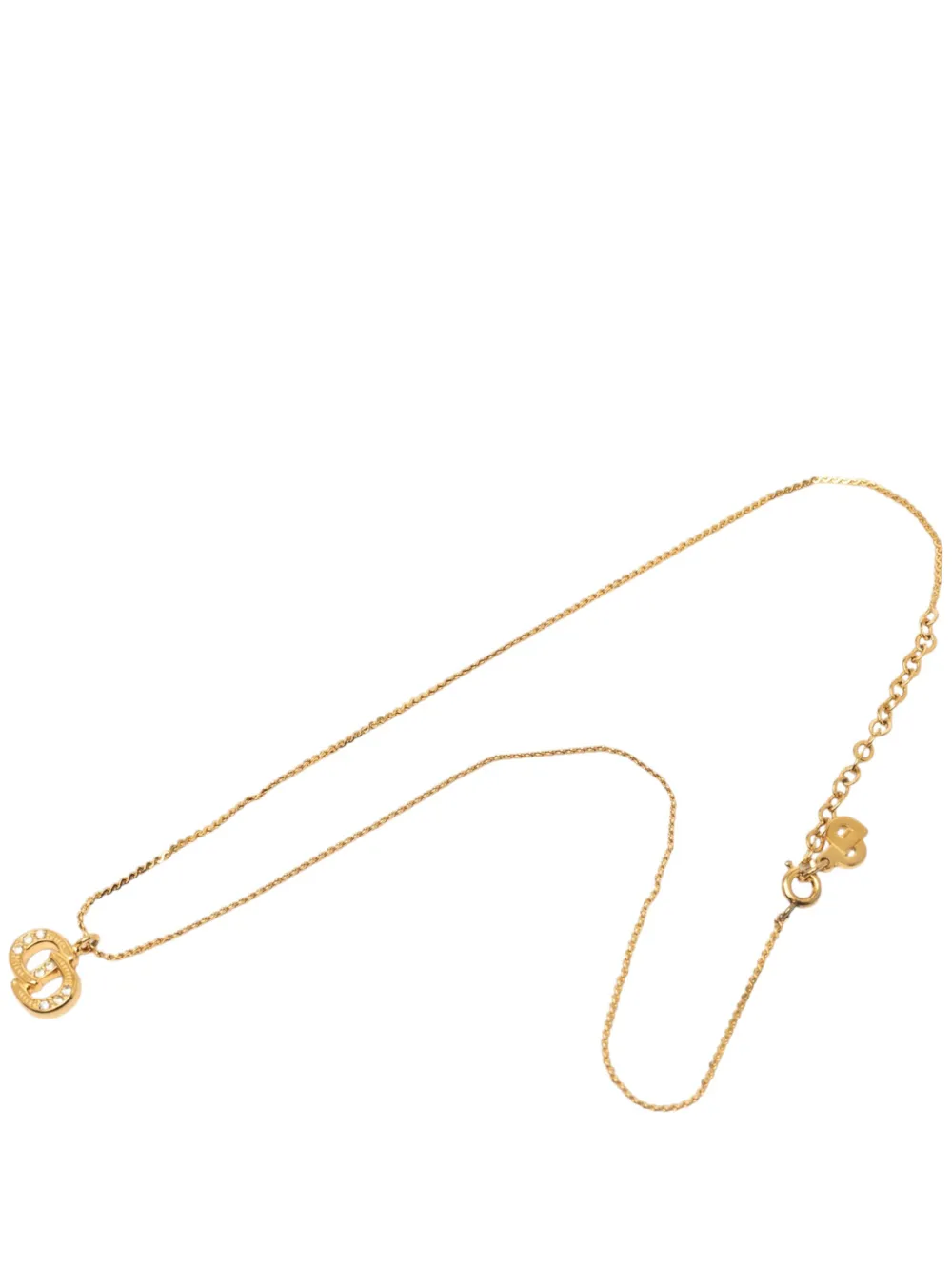 Christian Dior Pre-Owned 20th Century Gold Plated Strass CD Logo Pendant Necklace costume necklace