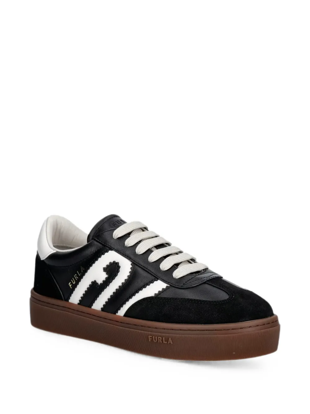 Furla logo-patch panelled sneakers Zwart