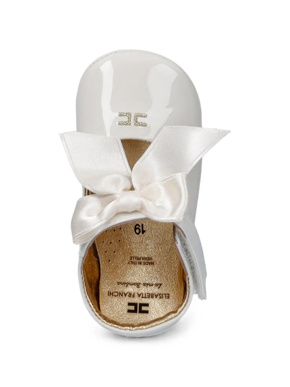 Elisabetta Franchi La Mia Bambina bow-detail touch-strap ballet flats Wit