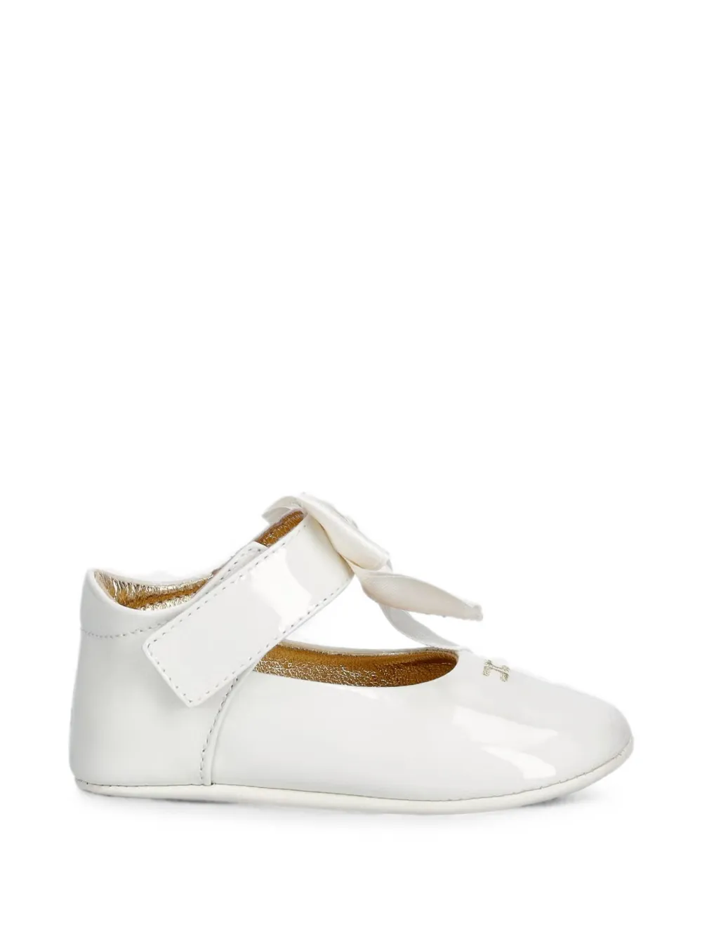 Elisabetta Franchi La Mia Bambina bow-detail touch-strap ballet flats Wit