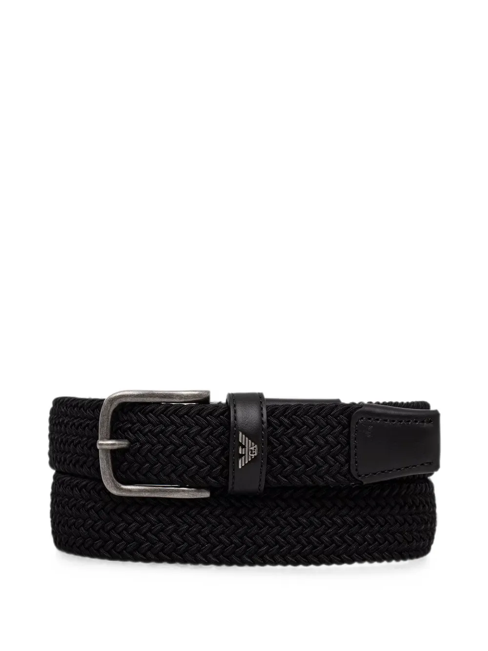 Emporio Armani braided leather-trim belt - Schwarz