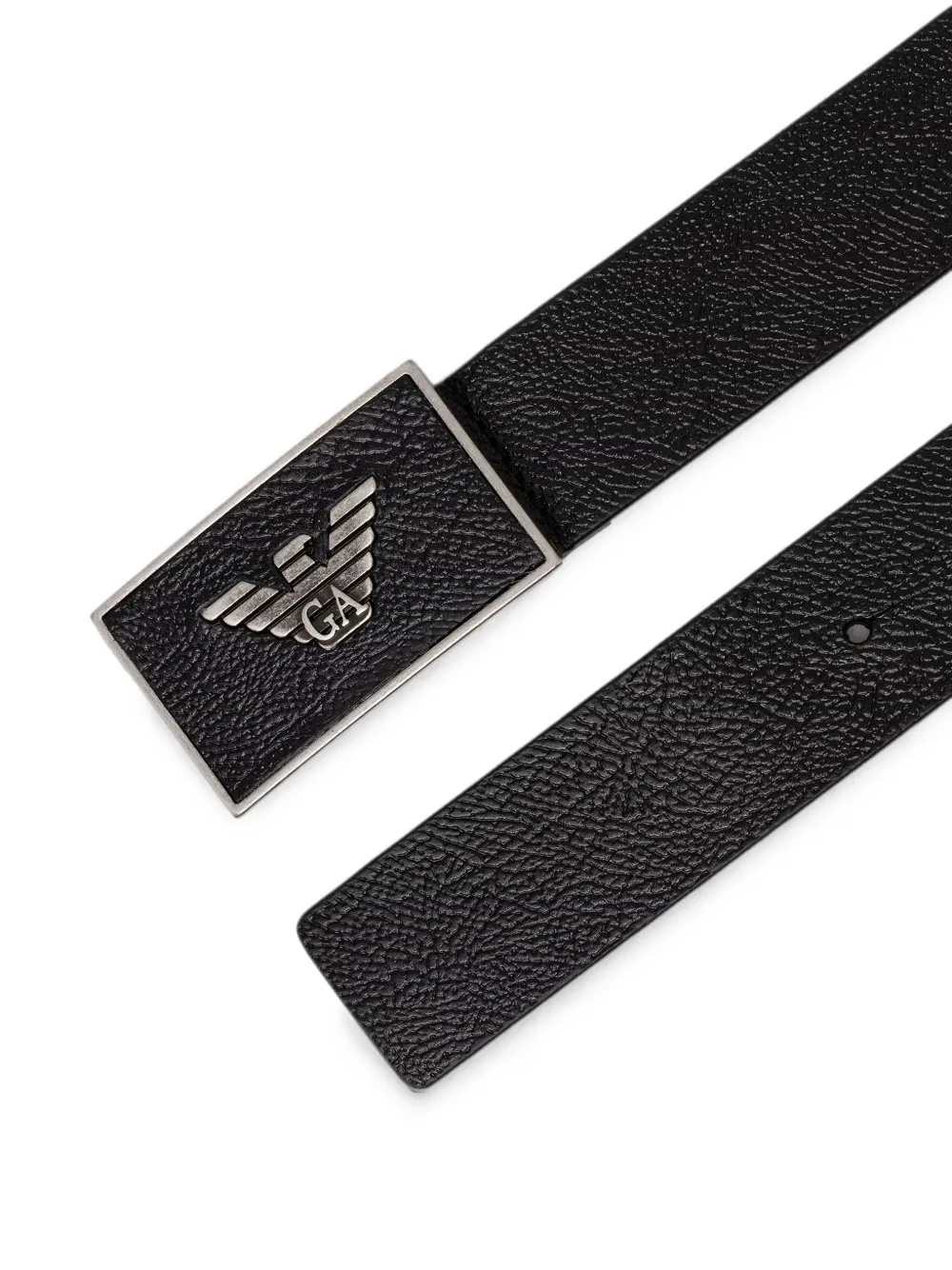 Emporio Armani Riem van bewerkt leer met logoplakkaat Zwart