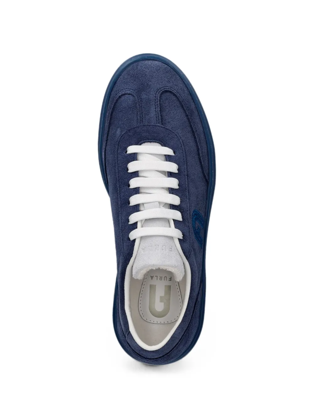 Furla Hype logo-embroidered suede sneakers Blauw