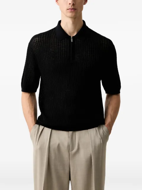 Emporio Armani polo-collar sweater in wool and lyocell blend with patterned knit
